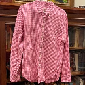 Brooks Brothers, men’s Large button down collared long sleeve, gingham pink